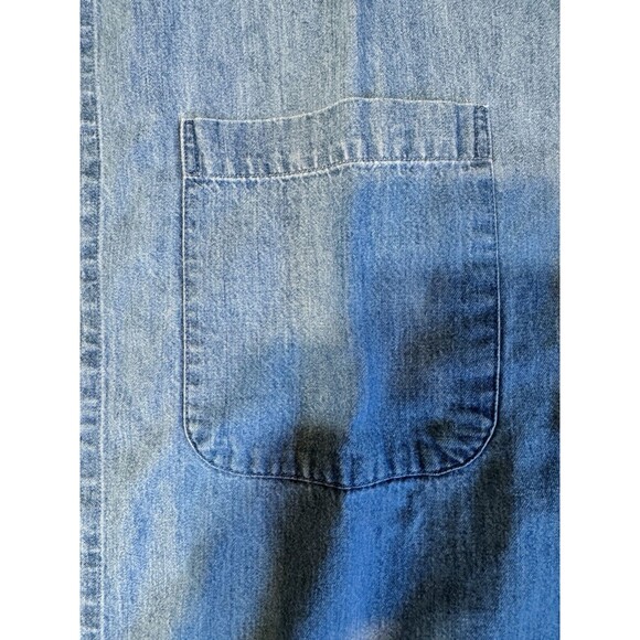 JOHNNY COTTON Mens Large Made in the USA Short Sleeve Button Down Blue Shirt - Picture 2 of 8